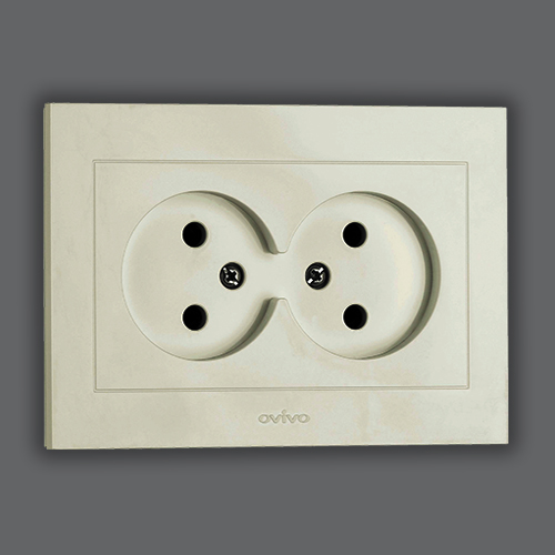 DOUBLE SOCKET OUTLET WITHOUT EARTH - WHITE